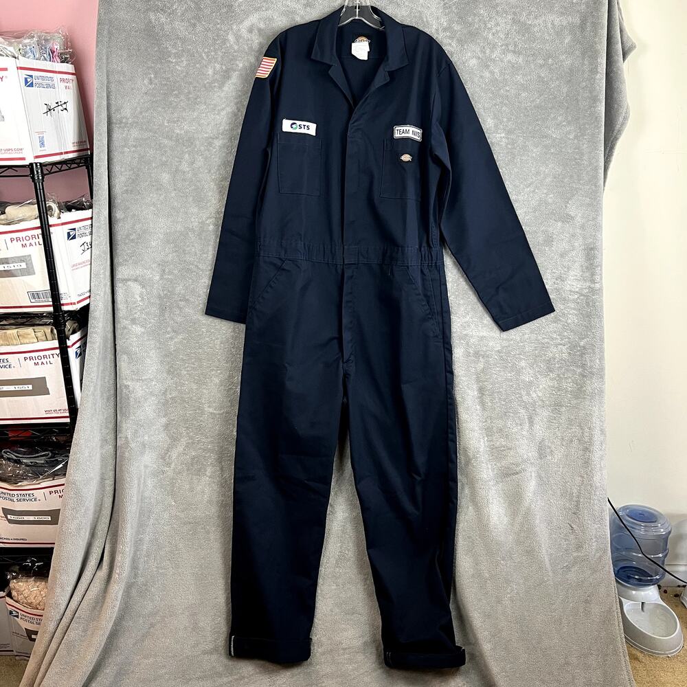 Dickies Coveralls Mens LT Navy Blue Long Sleeve Utility Workwear Boiler Suit‎